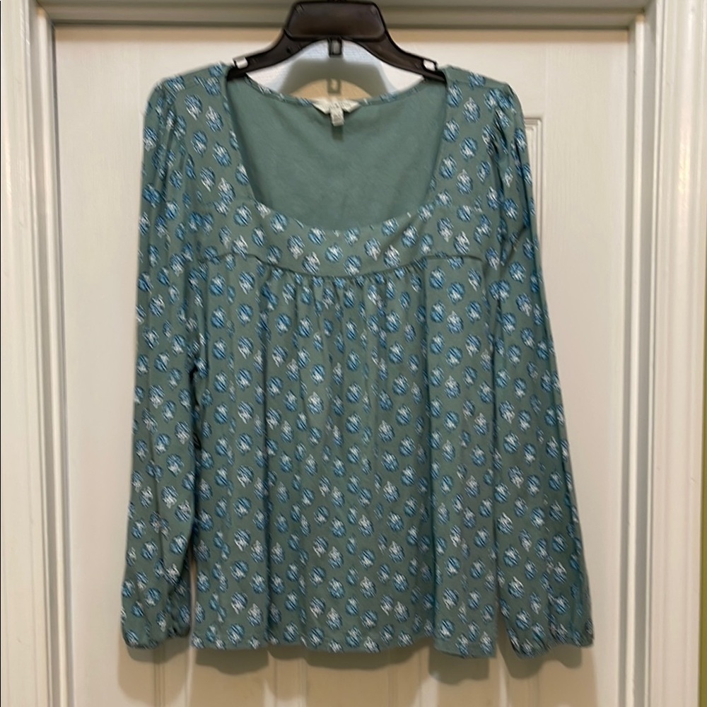Lucky Brand - blue/green with light blue & white floral - square neckline - XXL
